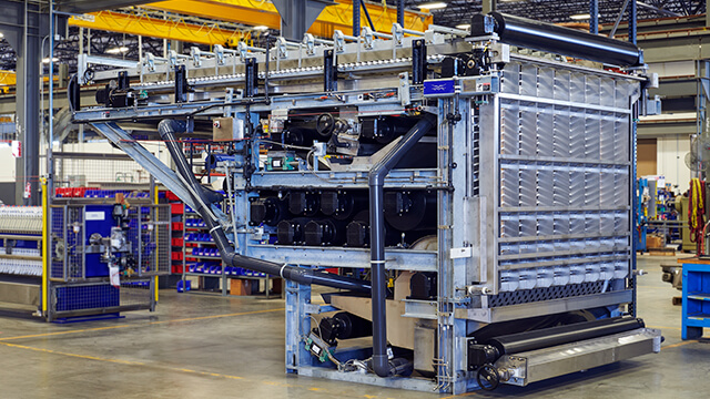 Alfa Laval ASH belt filter press after rebuild with restored sludge dewatering performance and cake dryness.